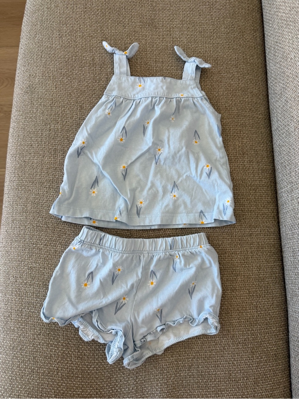 Carter's Light Blue Floral Tank & Shorts Matching Set